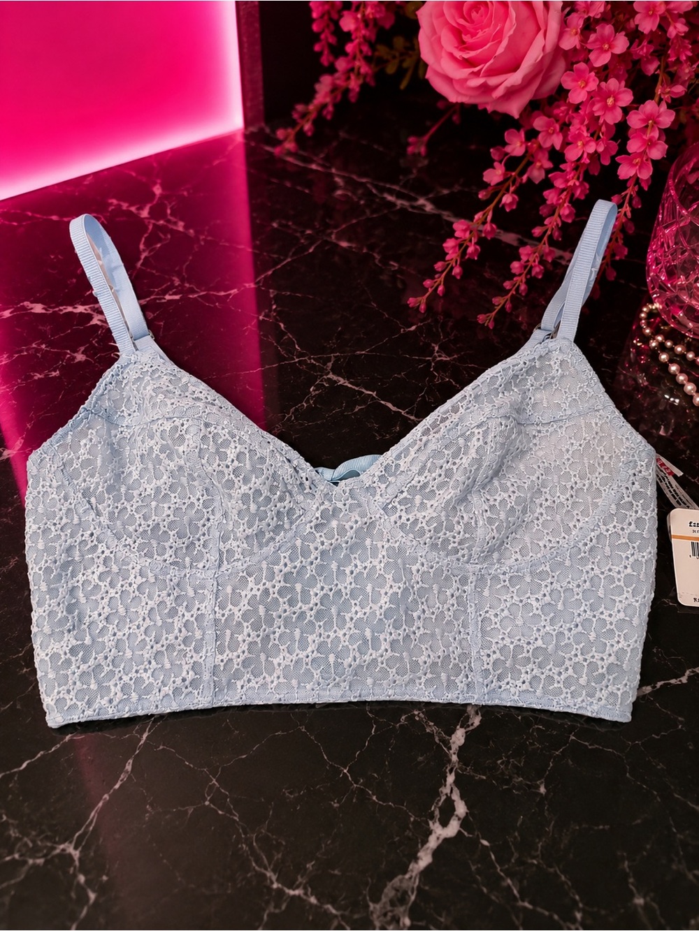 NWT Free People Light Blue Lace Bralette Camisole